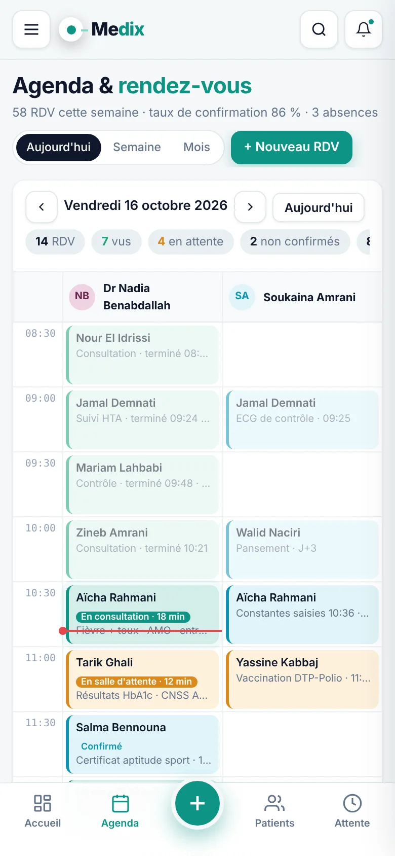 Agenda Medix sur mobile