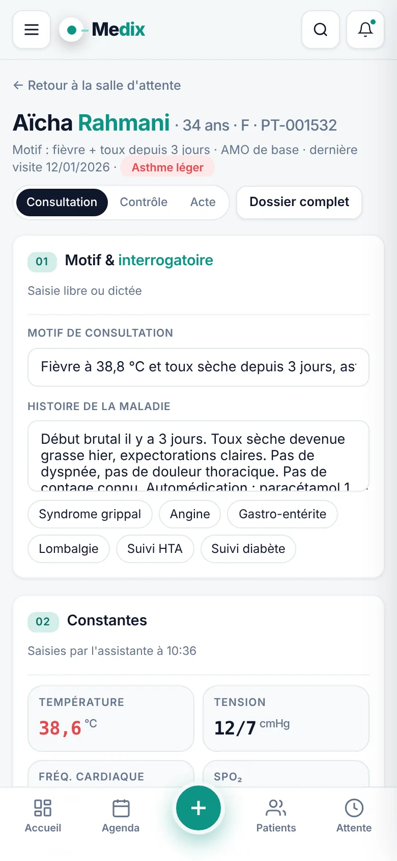 Consultation Medix sur mobile